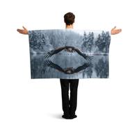 KLGRTJHK Wearable Cape with Sleeves, Lightweight Polyester Flag Poncho for Sporting Events, and Party Celebration Eagle flying over water