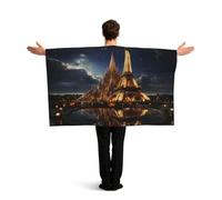 KLGRTJHK Wearable Cape with Sleeves, Lightweight Polyester Flag Poncho for Sporting Events, and Party Celebration Cathedral of the Holy Family and Eiffel Tower