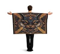 KLGRTJHK Wearable Cape with Sleeves, Lightweight Polyester Flag Poncho for Sporting Events, and Party Celebration A ferocious tiger