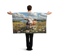 KLGRTJHK Wearable Cape with Sleeves, Lightweight Polyester Flag Poncho for Sporting Events, and Party Celebration cow