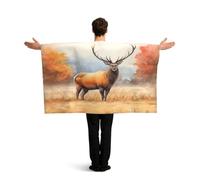 KLGRTJHK Wearable Cape with Sleeves, Lightweight Polyester Flag Poncho for Sporting Events, and Party Celebration North American reindeer