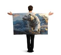 KLGRTJHK Wearable Cape with Sleeves, Lightweight Polyester Flag Poncho for Sporting Events, and Party Celebration white tiger