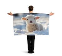 KLGRTJHK Wearable Cape with Sleeves, Lightweight Polyester Flag Poncho for Sporting Events, and Party Celebration Sheep in the Snow