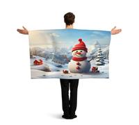 KLGRTJHK Wearable Cape with Sleeves, Lightweight Polyester Flag Poncho for Sporting Events, and Party Celebration Cute snowman in the snowy mountains