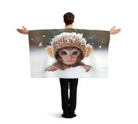 KLGRTJHK Wearable Cape with Sleeves, Lightweight Polyester Flag Poncho for Sporting Events, and Party Celebration Monkeys in the Snow
