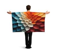 KLGRTJHK Wearable Cape with Sleeves, Lightweight Polyester Flag Poncho for Sporting Events, and Party Celebration Hand Folded Flowers