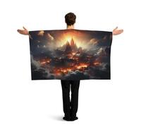 KLGRTJHK Wearable Cape with Sleeves, Lightweight Polyester Flag Poncho for Sporting Events, and Party Celebration Magnificent Volcanoes