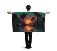 KLGRTJHK Wearable Cape with Sleeves, Lightweight Polyester Flag Poncho for Sporting Events, and Party Celebration sunset glow