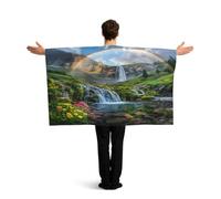 KLGRTJHK Wearable Cape with Sleeves, Lightweight Polyester Flag Poncho for Sporting Events, and Party Celebration rainbow