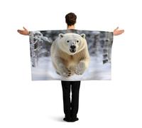 KLGRTJHK Wearable Cape with Sleeves, Lightweight Polyester Flag Poncho for Sporting Events, and Party Celebration Polar bear in the snow