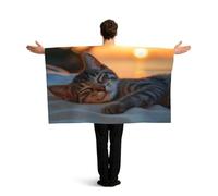 KLGRTJHK Wearable Cape with Sleeves, Lightweight Polyester Flag Poncho for Sporting Events, and Party Celebration Sleeping cats in the desert