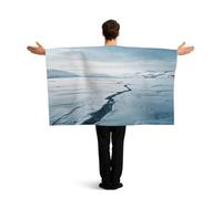 KLGRTJHK Wearable Cape with Sleeves, Lightweight Polyester Flag Poncho for Sporting Events, and Party Celebration Frozen Lake