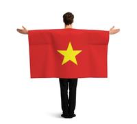 KLGRTJHK Wearable Cape with Sleeves, Lightweight Polyester Flag Poncho for Sporting Events, and Party Celebration Vietnamese flag