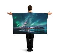 KLGRTJHK Wearable Cape with Sleeves, Lightweight Polyester Flag Poncho for Sporting Events, and Party Celebration Aurora