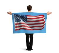 KLGRTJHK Wearable Cape with Sleeves, Lightweight Polyester Flag Poncho for Sporting Events, and Party Celebration The American Flag in a Blue Sky