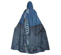 KLGRTJHK White Bone Skull Hooded Cape for Adults, Halloween Cloak for Men & Women Wizard Robe Cosplay Costume Black Cloaks