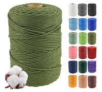 Klhamky 4mm×300m Macrame Cotton Cord, Soft 4 Strand Twisted 100% Natural Cotton for Handmade Wall Hanging, DIY, Craft Making, Knitting, Plant Hangers, Decorative Projects (4mm×300m, Olive Green)