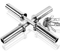 KLHGBH 2X 50Cm Olympic Weight Bar,Weight Lifting Steel Sliver Knurled Hand Grips with Spring Collars,Fits 2In Dumbbell Plates