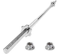 KLHGBH 47/59 in Chrome Olympic Standard Dumbbell Bar,Ez Curl Bar with Spinlock Collars,Ideal Solid Barbell Weightlifting Bar,Fits All 1In Diameter Weight Plate,1.2M(4Ft)