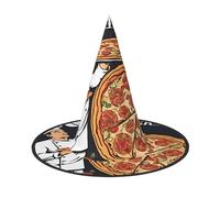 KLHNMFGR Chef Pizza Printed Halloween Witch Hats For Adults, Witches Wizard Halloween Cosplay Cap Accessories