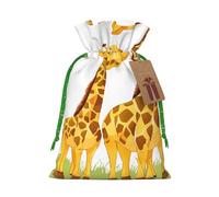 KLHNMFGR Cute Giraffe Christmas Gift Bag With Drawstring Closure & Cards Extra Large Santa Sack For Festive Treats