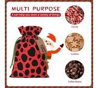 KLHNMFGR Red Leopard Pattern Christmas Gift Bag With Drawstring Closure & Cards Extra Large Santa Sack For Festive Treats