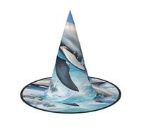 KLHNMFGR Sea Whale And Jellyfish Printed Halloween Witch Hats For Adults, Witches Wizard Halloween Cosplay Cap Accessories