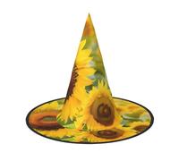 KLHNMFGR Sunflower Printed Halloween Witch Hats For Adults, Witches Wizard Halloween Cosplay Cap Accessories