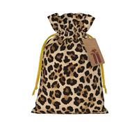 KLHNMFGR Wild Leopard Animal Christmas Gift Bag With Drawstring Closure & Cards Extra Large Santa Sack For Festive Treats
