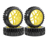 KLHYTGFA 4Pcs for 1/8 4WD Buggy Tires & 17mm Hex Rims for Trax-xas RC Car | Off-Road Nitro | 1:8 Scale(Gelb)