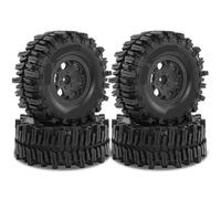 KLHYTGFA 4pcs for RC 2.2 Mud Slingers Tires Crawler Tyres OD 130mm & Plastics 2.2 Beadlock Wheels Rims Hex 12mm for 1/10 TRX4 SCX10(4pcs Black)