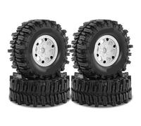 KLHYTGFA 4pcs for RC 2.2 Mud Slingers Tires Crawler Tyres OD 130mm & Plastics 2.2 Beadlock Wheels Rims Hex 12mm for 1/10 TRX4 SCX10(4pcs White)