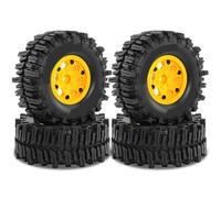 KLHYTGFA 4pcs for RC 2.2 Mud Slingers Tires Crawler Tyres OD 130mm & Plastics 2.2 Beadlock Wheels Rims Hex 12mm for 1/10 TRX4 SCX10(4pcs Yellow)