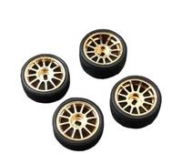KLHYTGFA 4PCs for RC Car Wheel Hub Tires Set for MI-NI-D Z Q 1/28 AWD RWD Racing Remote Control Mosquito Car Drift Upgrade Parts(Champagne A)