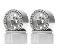 KLHYTGFA For 1.9 inch Metal Beadlock 8 Round Hole Wheel Hub RC Rims 4Pc for 1/10 RC Crawler Car Axial SCX10 90046 AXI03007 Traxxas TRX4 D90(Silver 4Pcs)