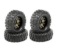 KLHYTGFA Hot Team Brass Offset 3.6mm Beadlock 0.7'' Wheel Rims Tire 20mm Outer Diameter for AXIAL SCX30 Ford Bronco 4X4 Jeep Upgrade Part(Gold Screw Tire)