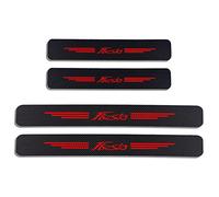 KLHYWEN 4pcs Car Outer Door Sill Protector Kick Plates for Fo-rd Fiesta, Carbon Fiber Auto Accessories Scuff Guard Threshold Cover Pedal, Sticker Trim Non-Slip,Red
