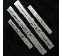 KLHYWEN 4pcs Car Outer Door Sill Protector Kick Plates for Ren-Ault Dacia Duster 2010-2024, Stainless Steel Auto Accessories Scuff Guard Threshold Cover Pedal, Sticker Trim Non-Slip,Silver