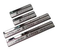KLHYWEN 4pcs Car Outer Door Sill Protector Kick Plates for Suz-uki SX4 S-Cross S Cross 2014-2023, Stainless Steel Auto Accessories Scuff Guard Threshold Cover Pedal, Sticker Trim Non-Slip,Silver