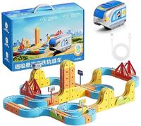 Klick Rail Electric Train Set, Magnetic Track Car Toys, 65PCS Flexible Race Car Track Sets, Gravity-Defying Building Toy For 3-8 Year Boys Girls Birthday Gift(81pcs)