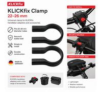 Klickfix Handlebar Adapter Clamps 22-26mm Bicycle Black Set Of 2