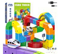 KlickRail Electric Train Set, Construction Magic Rail Cube Train, Building Blocks Track Set with Electric Rotary Train, 3D Installation System & Motor Car (81 Set＆1 Rail Locomotive)