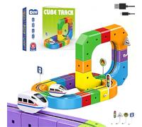 Klickrail Electric Train Set, Track Fusion Toy, Magic Rail Cube Train Set, Cube Track With Electric Rotating Train, Construction Toys, Christmas Toys for 2+ Year Old Boy (51 Set＆1 Rail Locomotive)