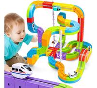 Klickrail Electric Train Set, Track Fusion Toy, Magic Rail Cube Train Set, Cube Track With Electric Rotating Train, Construction Toys, Christmas Toys for 2+ Year Old Boy (246 Set＆4 Rail Locomotive)