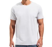 KLIEGOU Men's T-Shirts - Premium Cotton Vertical Grain Texture Tees - 75% Cotton Micro-Stretch 190 GSM Crew Neck T Shirt, White, Large