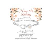 KLIFOWDY 8th 9th 10th 11th 12th 13th 16th 18th 21st Birthday Gifts for Girls Women 925 Silver Infinity Bracelet for Women Girls 6"+2.5" Birthday Presents Gifts for Mum Daughter Ladies (Infinity-18th)