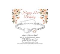 KLIFOWDY 8th 9th 10th 11th 12th 13th 16th 18th 21st Birthday Gifts for Girls Women 925 Silver Infinity Bracelet for Women Girls 6"+2.5" Birthday Presents Gifts for Mum Daughter Ladies (Infinity-21st)