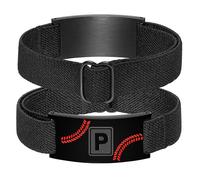 KLIFOWDY Baseball Gifts for Boys Men Coach Team Kids Player Initial with A-Z Letter Baseball Bracelets Party Favors Accessories Adjustable Jewelry Gifts, Black-T, no gemstone