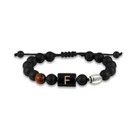 KLIFOWDY Bead Bracelet Men Football Bracelets Initial Bracelet Adjustable 5.5''-10'' Mens Bracelets Beads with A-Z Letter Jewelry Gifts for Men with Card, Football-F, no gemstone