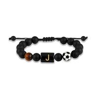 KLIFOWDY Bead Bracelet Men Soccer Bracelets Initial Bracelet Adjustable 5.5''-10'' Mens Bracelets Beads with A-Z Letter Jewelry Gifts for Men with Card, Soccer-J, no gemstone
